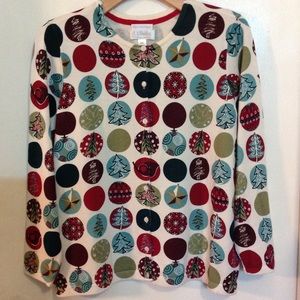 CJ BANKS Christmas Ornaments Button Up Cardigan 1X